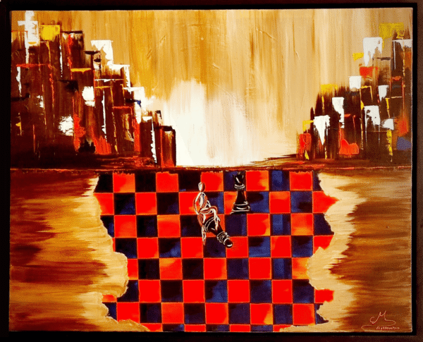 Unique Abstract Art Above Sofa