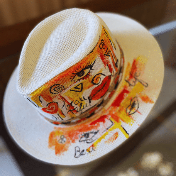 Lifestyle photo of pop art Panama hat – boho festival style
